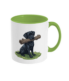 Two Toned Mug Black lab with stick